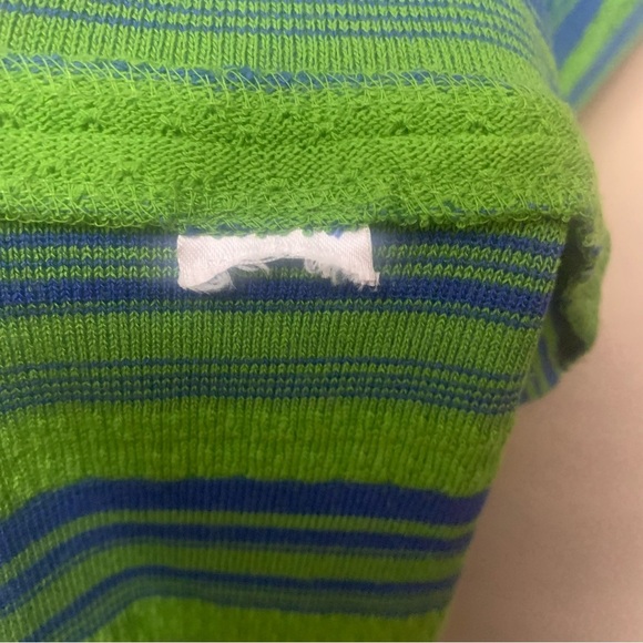 Misook Sleeveless Soft Ribbed Knit Belted Maxi Dress Green Blue Striped Size XL - Picture 6 of 11